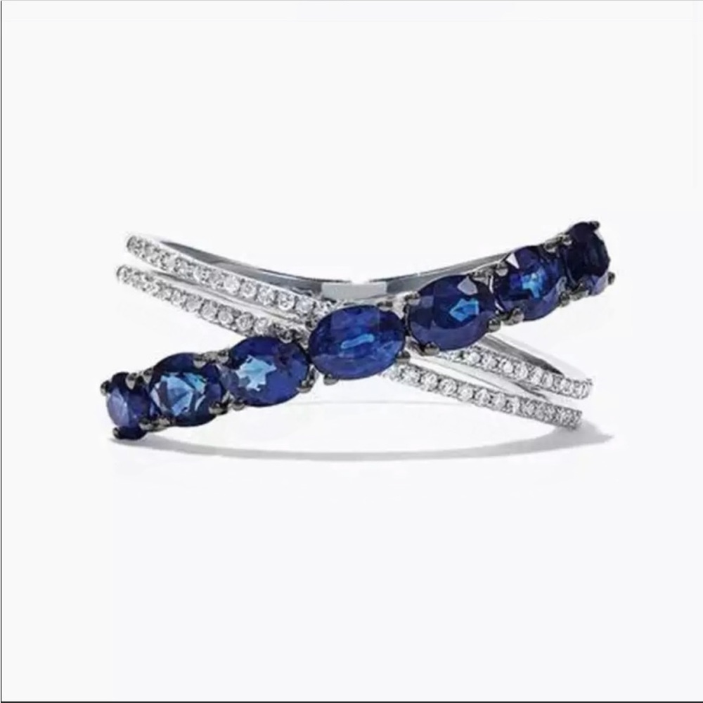 New Beautiful 925 Silver Sapphire Ring - Picture 3 of 6